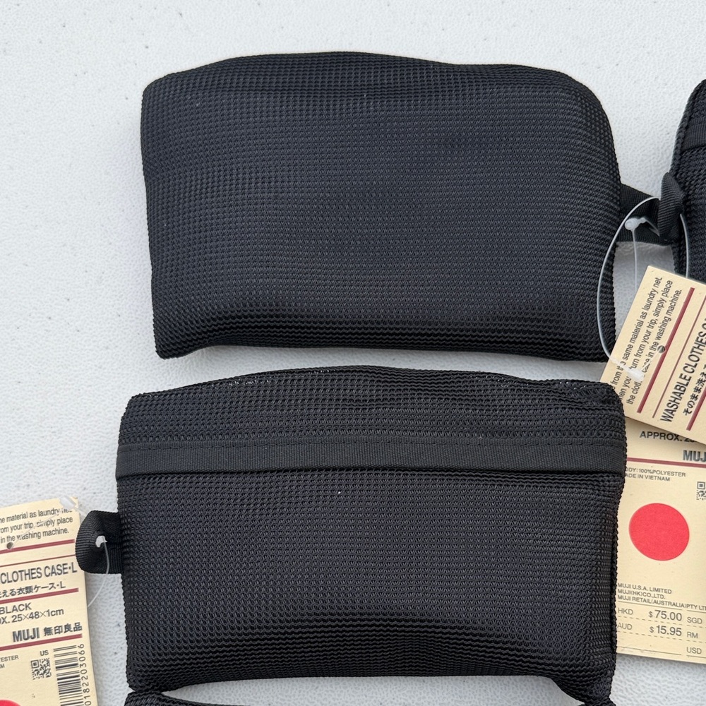 Muji Black Mesh Pouches Set of 6 - Picture 7 of 7